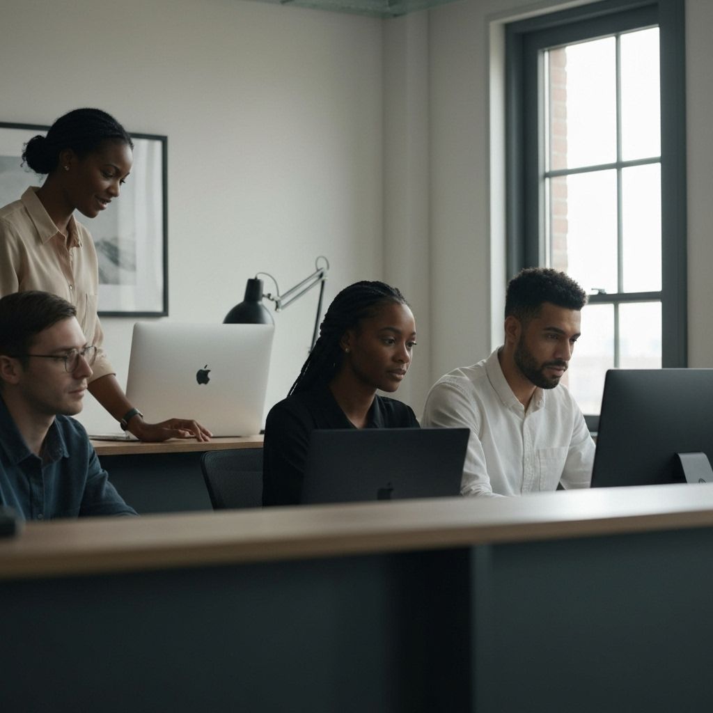 Team collaborating in a modern workspace