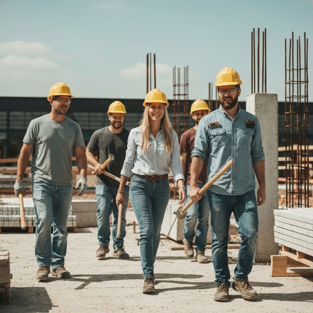 Construction team coordinating on site